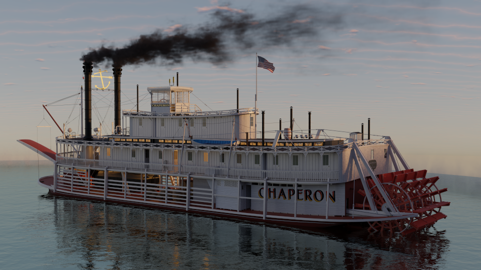 Green River Steamboat Chaperon: Port view - Rendering by Jens Mittelbach, CC BY 4.0